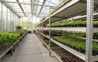 Использование стеллажей в теплице для экономии пространства